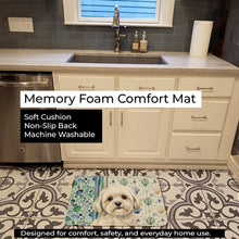Load image into Gallery viewer, White Lhasa Apso Coastal Sea Glass Memory Foam Kitchen Mat