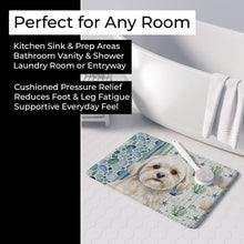 Load image into Gallery viewer, White Lhasa Apso Coastal Sea Glass Memory Foam Kitchen Mat