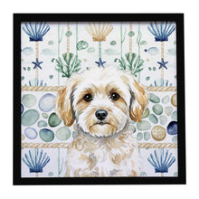 Load image into Gallery viewer, Maltipoo Coastal Sea Glass Framed Metal Print