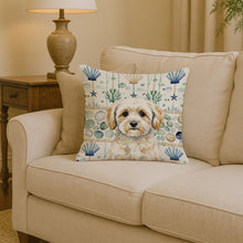 Load image into Gallery viewer, Maltipoo Coastal Sea Glass Throw Pillow