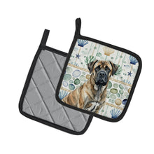 Load image into Gallery viewer, Brindle Mastiff Coastal Sea Glass Pair of Pot Holders