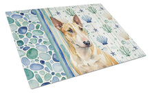 Load image into Gallery viewer, Miniature Bull Terrier Coastal Sea Glass Glass Cutting Board