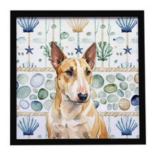 Load image into Gallery viewer, Miniature Bull Terrier Coastal Sea Glass Framed Metal Print