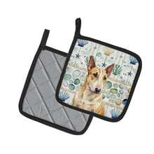 Load image into Gallery viewer, Miniature Bull Terrier Coastal Sea Glass Pair of Pot Holders