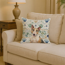 Load image into Gallery viewer, Tricolor Miniature Bull Terrier Coastal Sea Glass Throw Pillow