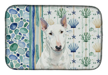 Load image into Gallery viewer, White Miniature Bull Terrier Coastal Sea Glass Dish Drying Mat