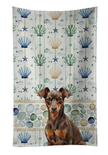 Load image into Gallery viewer, Chocolate and Rust Miniature Pinscher Min Pin Coastal Sea Glass Kitchen Towel