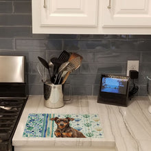Load image into Gallery viewer, Chocolate and Rust Miniature Pinscher Min Pin Coastal Sea Glass Glass Cutting Board