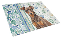 Load image into Gallery viewer, Chocolate and Rust Miniature Pinscher Min Pin Coastal Sea Glass Glass Cutting Board