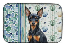 Load image into Gallery viewer, Black and Tan Miniature Pinscher Coastal Sea Glass Dish Drying Mat