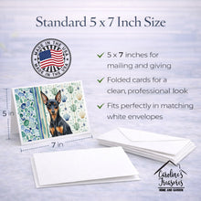 Load image into Gallery viewer, Black and Tan Miniature Pinscher Coastal Sea Glass Greeting Cards Pack of 8