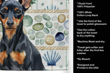 Load image into Gallery viewer, Black and Tan Miniature Pinscher Coastal Sea Glass Kitchen Towel