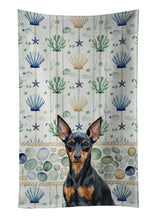 Load image into Gallery viewer, Black and Tan Miniature Pinscher Coastal Sea Glass Kitchen Towel