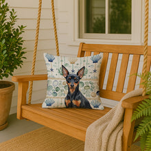 Load image into Gallery viewer, Black and Tan Miniature Pinscher Coastal Sea Glass Throw Pillow