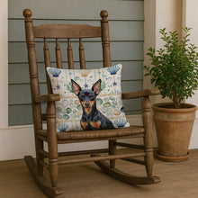 Load image into Gallery viewer, Black and Tan Miniature Pinscher Coastal Sea Glass Throw Pillow