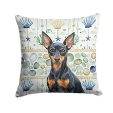 Load image into Gallery viewer, Black and Tan Miniature Pinscher Coastal Sea Glass Throw Pillow