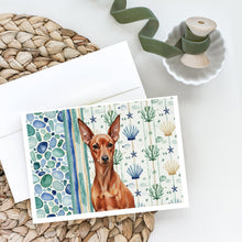 Load image into Gallery viewer, Red Miniature Pinscher Min Pin Coastal Sea Glass Greeting Cards Pack of 8