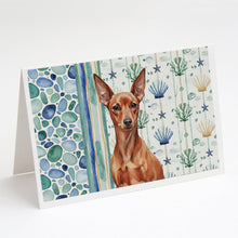 Load image into Gallery viewer, Red Miniature Pinscher Min Pin Coastal Sea Glass Greeting Cards Pack of 8