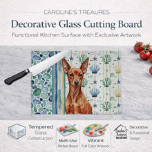 Load image into Gallery viewer, Red Miniature Pinscher Min Pin Coastal Sea Glass Glass Cutting Board