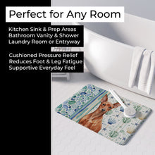 Load image into Gallery viewer, Red Miniature Pinscher Min Pin Coastal Sea Glass Memory Foam Kitchen Mat