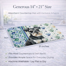 Load image into Gallery viewer, Black &amp; Silver Miniature Schnauzer Coastal Sea Glass Dish Drying Mat