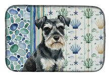 Load image into Gallery viewer, Black &amp; Silver Miniature Schnauzer Coastal Sea Glass Dish Drying Mat