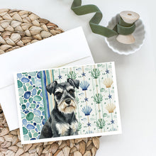 Load image into Gallery viewer, Black &amp; Silver Miniature Schnauzer Coastal Sea Glass Greeting Cards Pack of 8