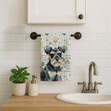 Load image into Gallery viewer, Black &amp; Silver Miniature Schnauzer Coastal Sea Glass Kitchen Towel
