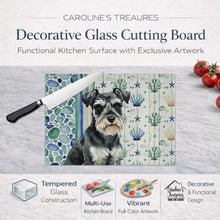 Load image into Gallery viewer, Black &amp; Silver Miniature Schnauzer Coastal Sea Glass Glass Cutting Board