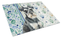 Load image into Gallery viewer, Black &amp; Silver Miniature Schnauzer Coastal Sea Glass Glass Cutting Board