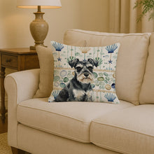 Load image into Gallery viewer, Black &amp; Silver Miniature Schnauzer Coastal Sea Glass Throw Pillow