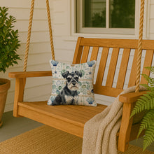 Load image into Gallery viewer, Black &amp; Silver Miniature Schnauzer Coastal Sea Glass Throw Pillow