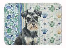 Load image into Gallery viewer, Black &amp; Silver Miniature Schnauzer Coastal Sea Glass Memory Foam Kitchen Mat