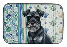 Load image into Gallery viewer, Black Miniature Schnauzer Coastal Sea Glass Dish Drying Mat