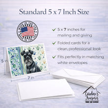 Load image into Gallery viewer, Black Miniature Schnauzer Coastal Sea Glass Greeting Cards Pack of 8