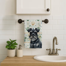 Load image into Gallery viewer, Black Miniature Schnauzer Coastal Sea Glass Kitchen Towel