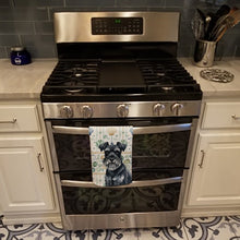 Load image into Gallery viewer, Black Miniature Schnauzer Coastal Sea Glass Kitchen Towel