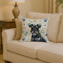 Load image into Gallery viewer, Black Miniature Schnauzer Coastal Sea Glass Throw Pillow