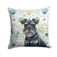 Load image into Gallery viewer, Black Miniature Schnauzer Coastal Sea Glass Throw Pillow