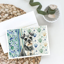 Load image into Gallery viewer, Miniature Schnauzer Coastal Sea Glass Greeting Cards Pack of 8