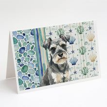 Load image into Gallery viewer, Miniature Schnauzer Coastal Sea Glass Greeting Cards Pack of 8