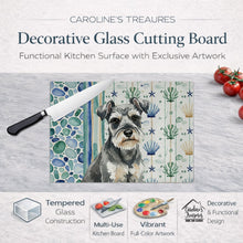 Load image into Gallery viewer, Miniature Schnauzer Coastal Sea Glass Glass Cutting Board