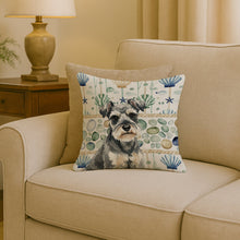 Load image into Gallery viewer, Miniature Schnauzer Coastal Sea Glass Throw Pillow