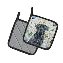 Load image into Gallery viewer, Black Neapolitan Mastiff Coastal Sea Glass Pair of Pot Holders