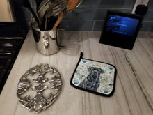 Load image into Gallery viewer, Black Neapolitan Mastiff Coastal Sea Glass Pair of Pot Holders