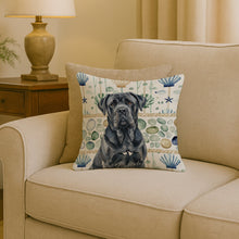 Load image into Gallery viewer, Black Neapolitan Mastiff Coastal Sea Glass Throw Pillow