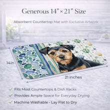 Load image into Gallery viewer, Black and Tan Norfolk Terrier Coastal Sea Glass Dish Drying Mat