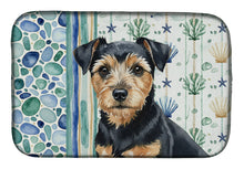 Load image into Gallery viewer, Black and Tan Norfolk Terrier Coastal Sea Glass Dish Drying Mat