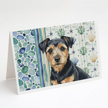 Load image into Gallery viewer, Black and Tan Norfolk Terrier Coastal Sea Glass Greeting Cards Pack of 8