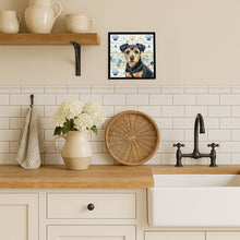 Load image into Gallery viewer, Black and Tan Norfolk Terrier Coastal Sea Glass Framed Metal Print